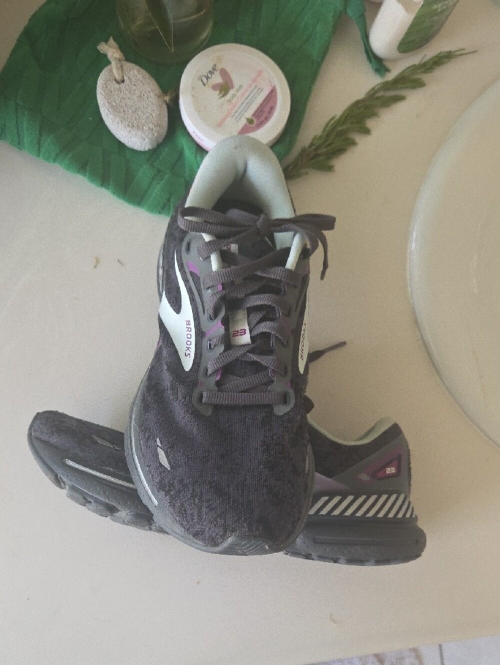 Brooks Women's Sneakers — Charcoal with Purple Accents - Picture 8 of 9